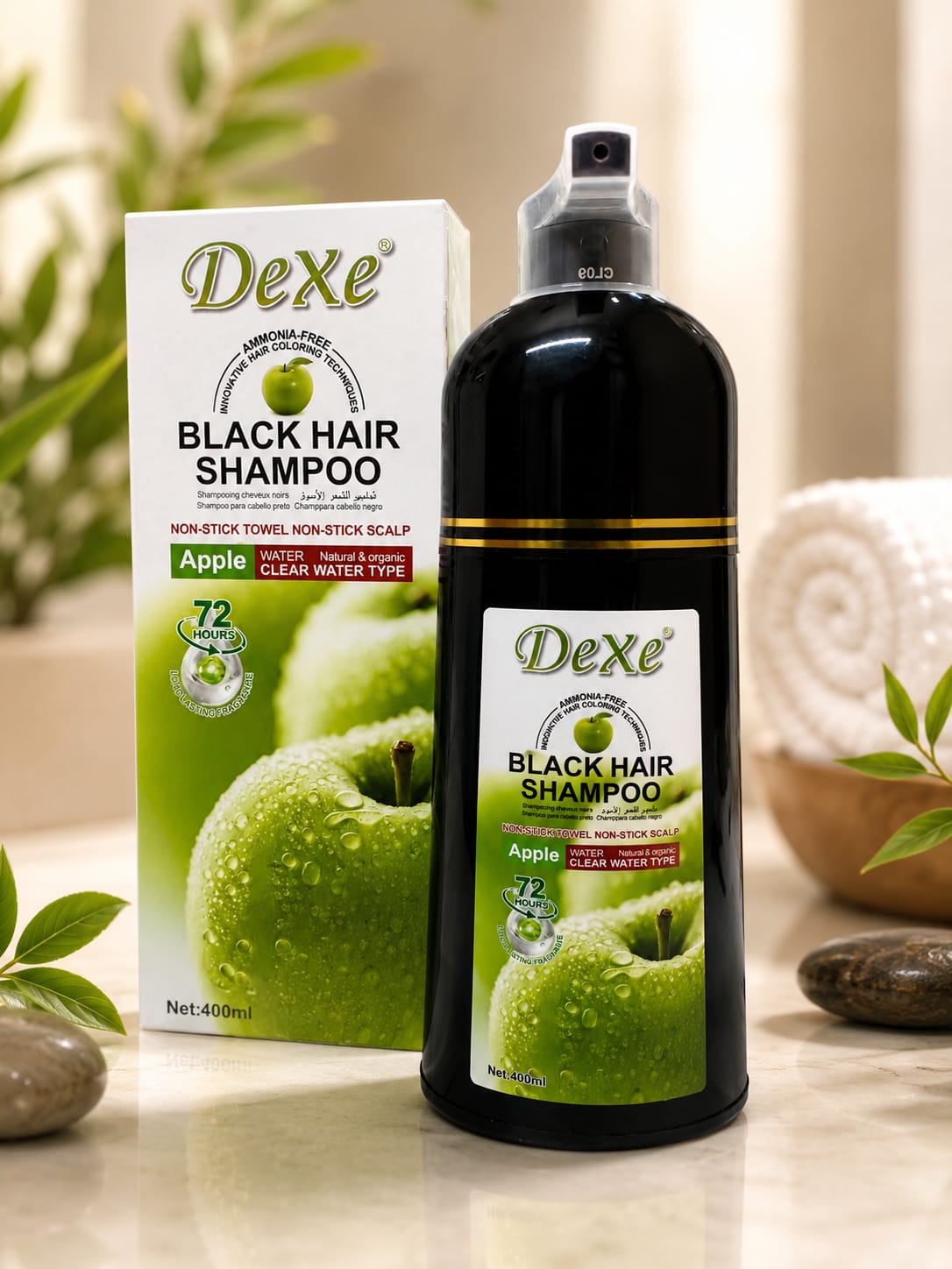 Herbal Black Hair Shampoo –| Ammonia-Free Instant 1 Wash Hair Result | 400ml